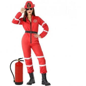 Disfraz de Bombera Rojo para mujer, talla XL