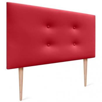 Cabecero Tapizado de Polipiel Aqualine Rojo con 2 Hileras de Botones y Patas - 105x105cm (Camas 80/90)