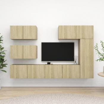 vidaXL Juego de muebles de TV 6 piezas madera contrachapada 80 x 30 x 30 cm, Mueble de Salon, Mueble TV, Mueble Televisor, Mesa de TV, Mueble tele y vidaXL M