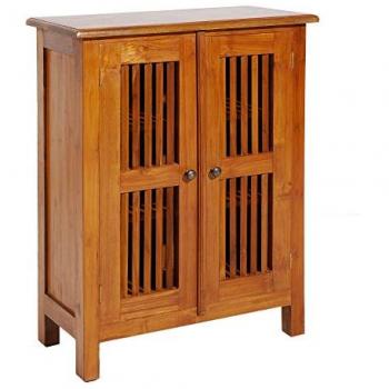Aparador Marrón de Madera de Teca con 2 Puertas Persiana MACABANE