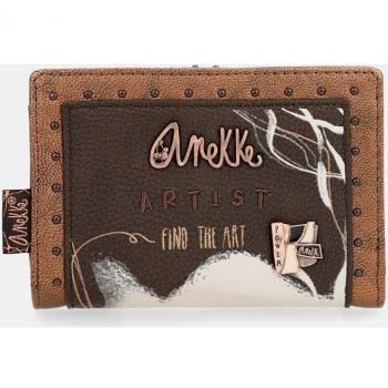 Anekke Shoen - Nature Edition - Billetero mediano marrón oscuro con detalles a contraste