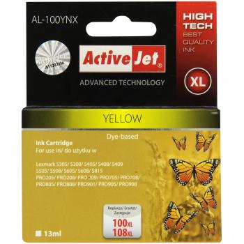 Cartucho de Tinta Compatible Activejet Lexmark 100XL/108XL Amarillo 13 ml - Alta Calidad