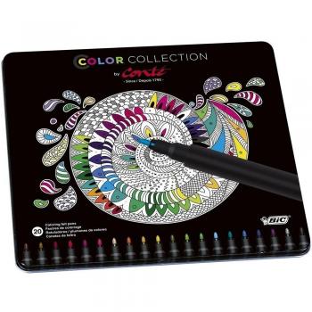 BIC Conté - Caja metálica de 20 rotuladores de colores