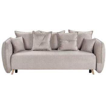 Sofá Cama Moderno Taupe de Terciopelo Poliéster Convertible con Almacenaje, Cojines Adicionales y Fundas Extraíbles 234 x 104 x 77 cm