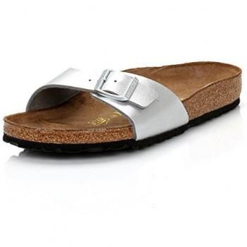 Birkenstock Madrid Silver Patent Flat Sandals
