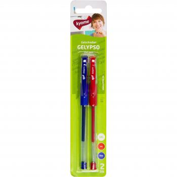 kyome Gel Pen Gelypso with Cap and Soft Grip Zone, 5 x 2-He Pack of, Blue/Red
