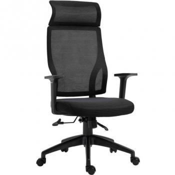 Vinsetto Silla de Oficina Ergonómica Silla de Escritorio Giratoria Ajustable en Altura y Reclinable con Bloqueo de Posición 64x61x120,9-128,9 cm