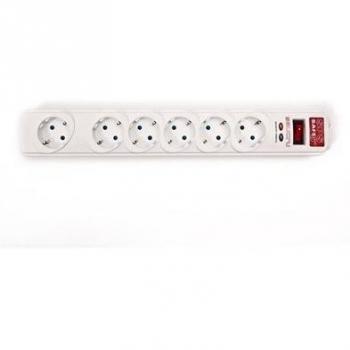 Salicru SAFE6+ - Regleta de 6 tomas, protección sobretensión y telefónica