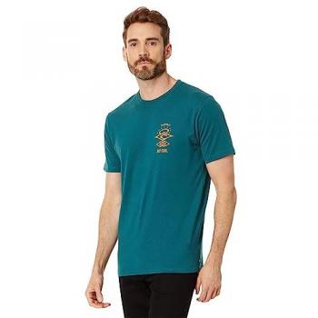 Camiseta de Manga Corta Rip Curl Search Icon Negra con Detalles Azules y Amarillos, Talla M