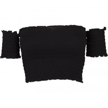 Urban Classics Ladies Cropped Cold Shoulder Smoke Top, Camiseta sin Mangas para Mujer, Negro, S