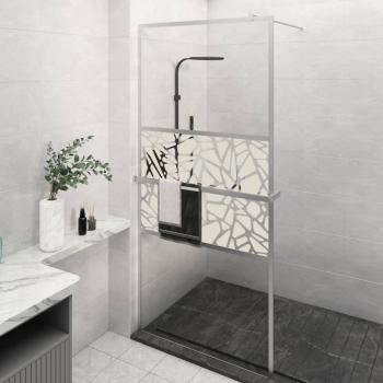 Mampara de ducha vidaXL con estante de vidrio ESG y aluminio cromado, dimensiones 80x195 cm, diseño medio esmerilado Stone, incluye 2 barras horizontales