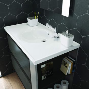 Bath + by Cosmic - Portacepillos Blanco y Gris - 10.8 x 10.8 x 9.4 cm - Bsmart