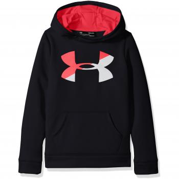 Under Armour Forro polar con con capucha y logotipo en grande para niñas, niña, color negro, tamaño XL