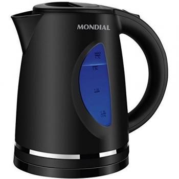 Mondial Hot Calentador Acero Inoxidable, Kettle, Hierve 100º, Potencia de hasta 1200 W, Color: Negro, con Capacidad para hasta 1 Litro de Agua, Dispone de Base giratoria 360º, 2200 W, 1 Liter