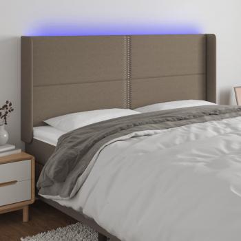 Cabecero LED Tortorera 163x16x111/128 cm en Tela Gris Taupe