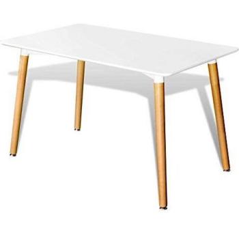vidaXL Mesa de comedor rectangular, color blanco mate