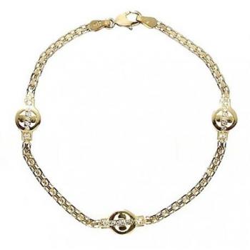 Pulsera Oro 18k Niña con Circonitas Brillantes y Cierre Mosquetón Seguro