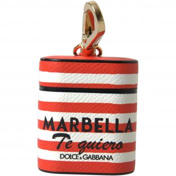 Dolce & Gabbana Orange Stripe Leather AirPods Pro Case with Logo Strap