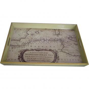 Fundashop Bandeja Alemana Mapa, Madera, Beige, 50x35x6 cm