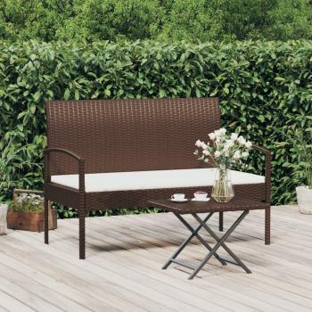 vidaXL 105 cm Brown Poly Rattan Garden Bench with Cushion