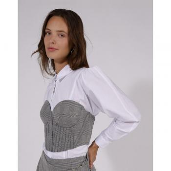 Naf Naf - Top de mujer estilo corpiño con estampado pata de gallo y diseño de cuadros
