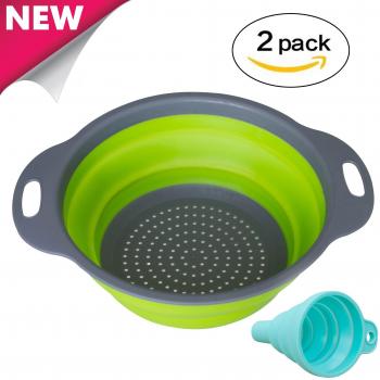 Colador Plegable de Silicona Cesta de Frutas, Embudo Plegable para Transferencia de Líquido de Especias Finas, Aprobado por la FDA, sin BPA, Resistente al Calor