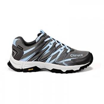 Zapatillas Chiruca Marbella 13 GORE-TEX para mujer, trekking, senderismo, calzado de montaña, color gris oscuro y azul celeste, talla 42
