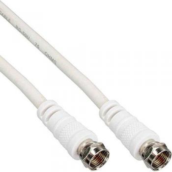 Cable Coaxial SAT InLine 75 dB, Antena, 2x F-Conector, Doble Apantallado, Blanco, 0.5m