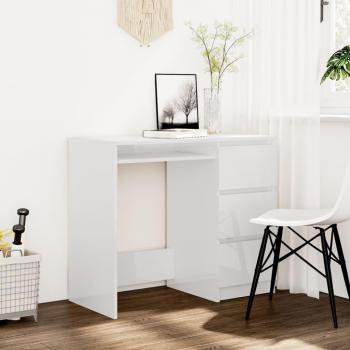 Escritorio de Madera Contrachapada Blanco Brillo 90x45x76 cm
