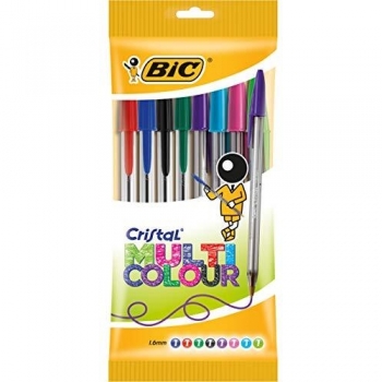BIC Cristal Multicolor - Caja de 8 bolígrafos, colores fashion y regulares
