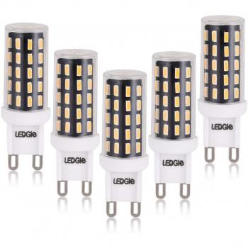 LEDGLE G9 Bombillas LED de 6W No Regulable, 54 Chips LED 420lm Blanco Cálido 2800K, 60W Bombilla Halógena Equivalente