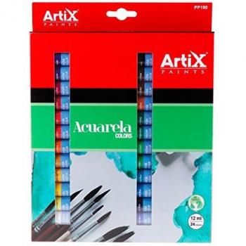 Set de Pinturas Acrílicas y Acuarela para Artistas, 12/24 tubos de 12 ml, No Tóxicas, Colores Surtidos, Secado Rápido y Resistencia al Agua