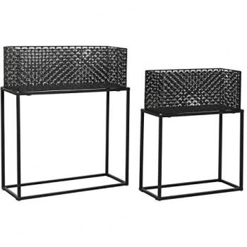Set de Maceteros DKD Home Decor 60 x 22 x 70 cm Negro Metal Estándar