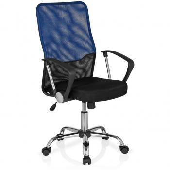 hjh OFFICE 685336 FOLEY NET Silla de oficina, tejido en malla negro / azul cromado