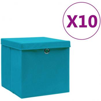 Cajas de almacenaje con tapas 10 uds azul bebé 28x28x28 cm
