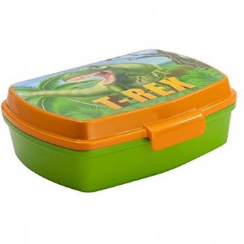 Caja de almuerzo rectangular con diseño de dinosaurio T-Rex, 17,5 x 14 x 6 cm, plástico