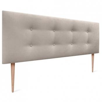 Cabecero Tapizado Aqualine de Polipiel o Tela Beige con 2 Hileras de Botones y Patas (150x105cm para Camas 150/160)