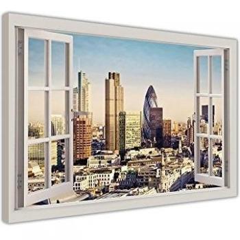 Londres imágenes CITY lienzo bahía de Summer View 3d para ventana efecto pared arte carteles casa deco arte moderno 38 mm de grosor marco, lona, 02- A3 - 16 X 12