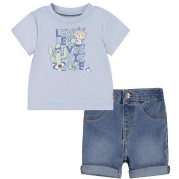 Conjunto Levi's® Kids de Manga Corta y Short con Logo Critter, Color Niagra Mist