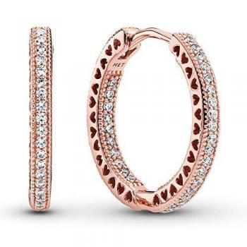 Pandora Rose Sparkle and Hearts Hoop Earrings 286318CZ