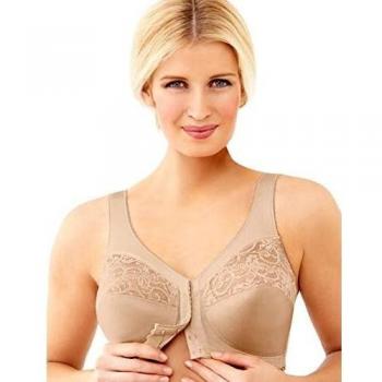 Glamorise MagicLift Front-Closure Support Bra - Wireless Comfort in Pink, Size 58-D