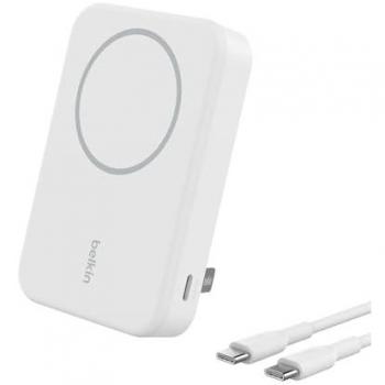 Powerbank Inalámbrica Belkin BoostCharge Pro 10,000 mAh Qi2 Magnética Compatible con MagSafe - Blanco