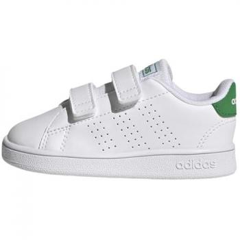 Zapatillas infantiles adidas Advantage Lifestyle Court con doble cierre de velcro, color blanco y verde