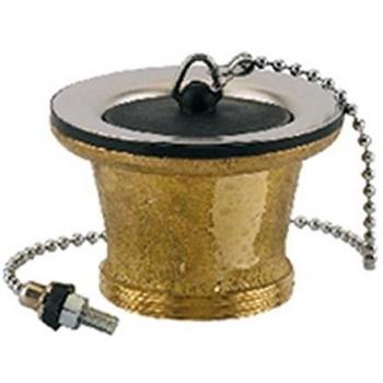 Desagüe fregadero latón ø50mm con tapón negro ø45mm y cubeta ø70mm, apriete 0 a 10mm