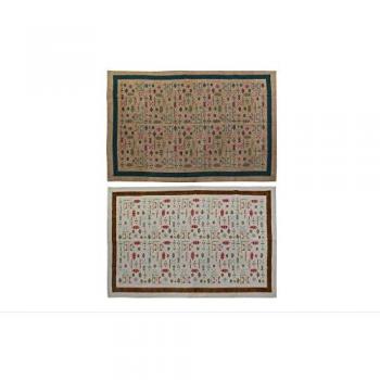 Alfombra DKD Home Decor 120 x 180 x 0,4 cm Poliéster Blanco Ikat Boho (2 Unidades)