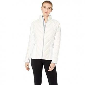 Spyder - Chaqueta híbrida con cremallera completa para mujer, Chaqueta de mujer Syrround Down Hybrid con cremallera completa, Mujer, color Blanco/Blanco/Aleación, tamaño large