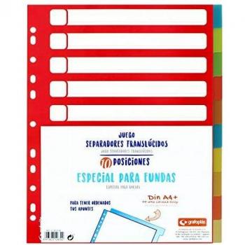 Separadores para fundas Grafoplás Multitaladro PP A4 10 posiciones Colores surtidos
