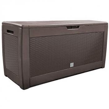 Baúl de Almacenaje Exterior 310L Efecto Trenzado Marrón 119x48x60cm