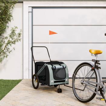vidaXL Pet Bike Trailer - Grey and Black, Oxford Fabric, Iron Frame