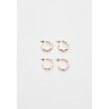 Stradivarius Gold Hoop Earrings Set of 2 OS